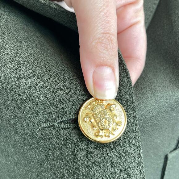 Smythe Duchess Wool Classic Peak Lapel Single Breasted Blazer Jacket Green Sz 2 - Picture 6 of 11